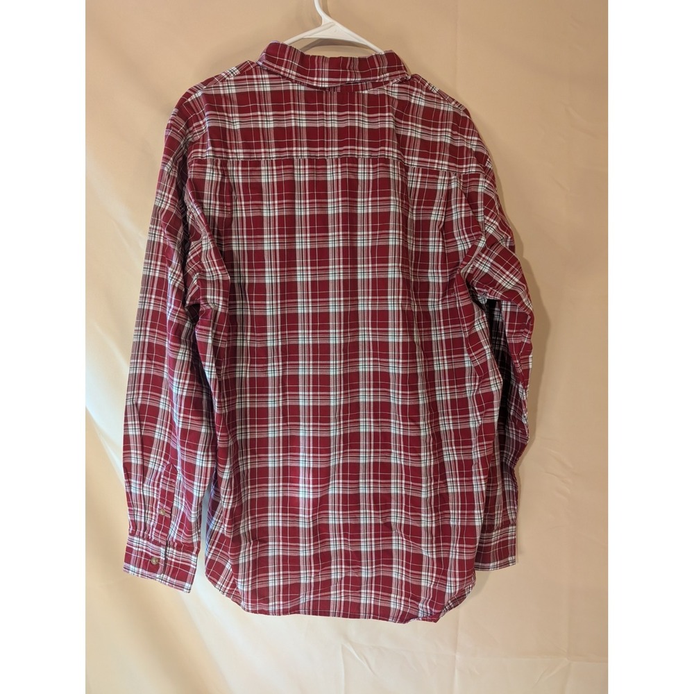 WRANGLER Premium Quality Men's Shirt L Red Plaid Button-Down Wrinkle Resist‎ - Picture 2 of 4